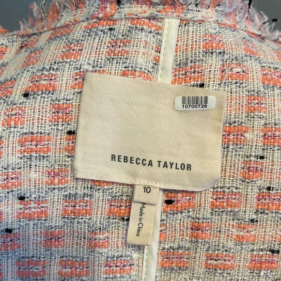 Rebecca Taylor Bright Coral and Cream Tweed Jacket 10 - Picture 11 of 13